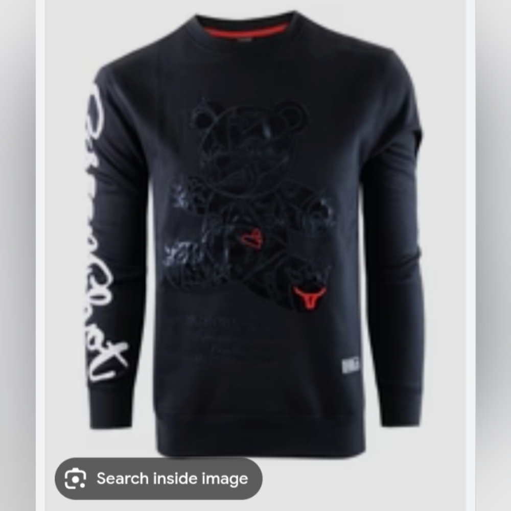 Screenshot, Unisex,Bear-Themed Black Crewneck Sweater, Streetwear, Size Medium